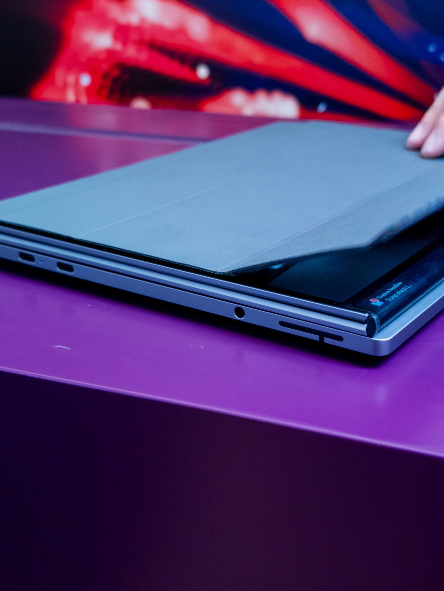 The ports on the Lenovo ThinkPad Flip folding PC concept