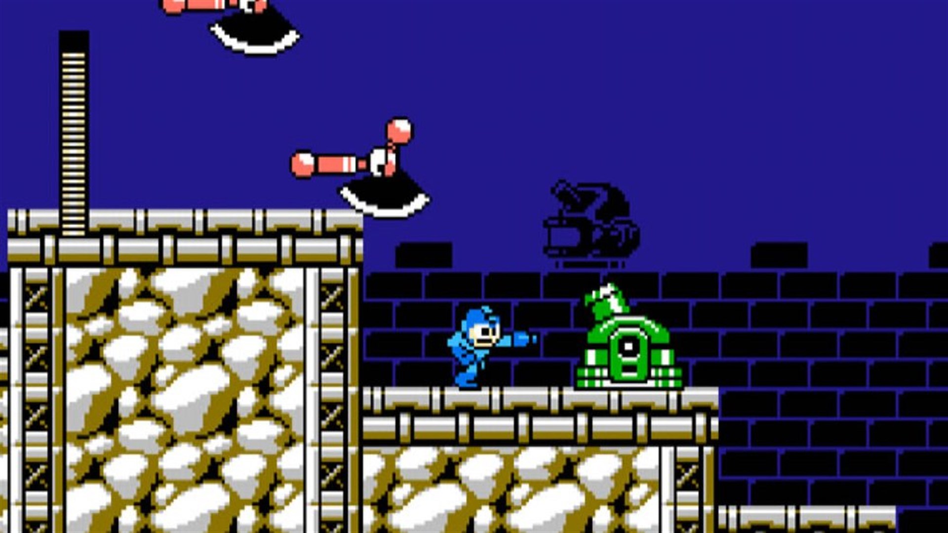 Megaman court et gnning dans Megaman 10.